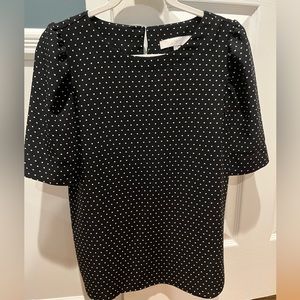 Ann Taylor LOFT black & white polka dot blouse. Size Small